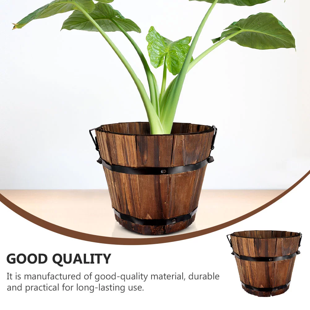 2Pcs Wooden Flower Pots Practical Succulent Planter Home Garden Decoration