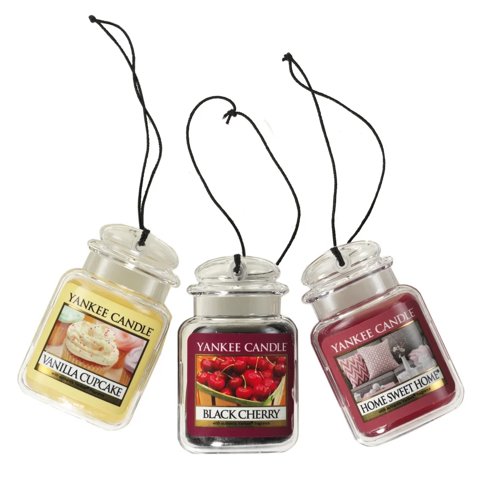 Yankee Candle Car Jar Ultimate Hanging Air Freshener 3-Pack (Vanilla Cupcake, Black Cherry, and Home Sweet Home)