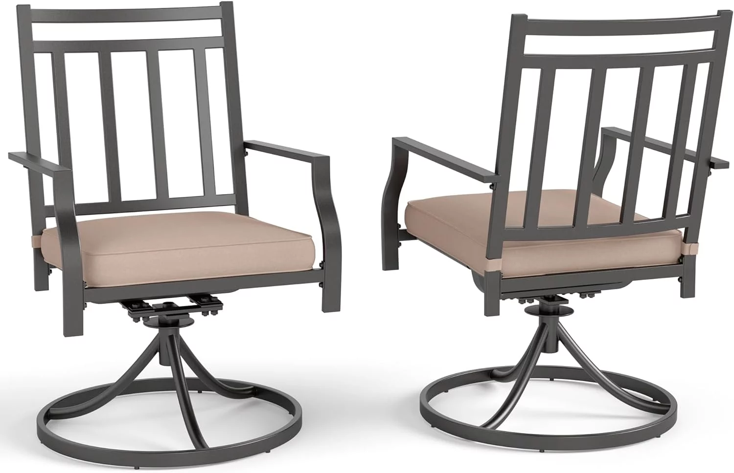 Outdoor S Dining Chairs Set of 2 Metal Furniture with Cushion for Garden, Bistro, Lawn, Backyared, Support 300LBS