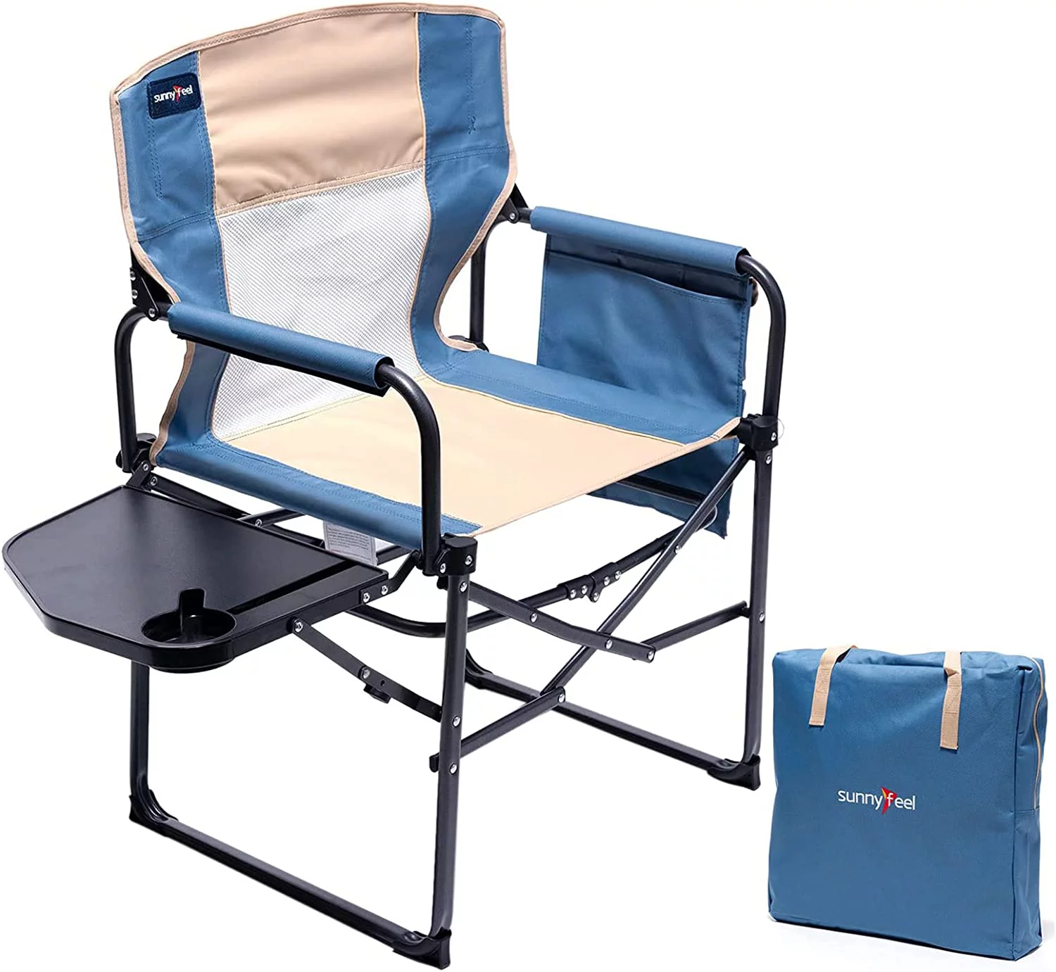 SUNNYFEEL Camping Directors Chair, Heavy Duty,Oversized Portable Folding Chair with Side Table, Pocket for Beach, Fishing,Trip,Picnic,Lawn,Concert Outdoor Foldable Camp Chairs