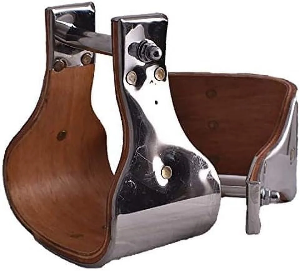 Polished Stainless Steel Covered Wood Stirrups W/ 4