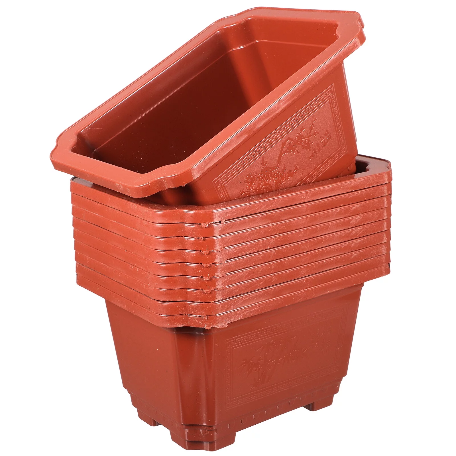 Qumonin 10pcs Rectangular Plastic Bonsai Training Pots for Garden/Home Decor 18cm