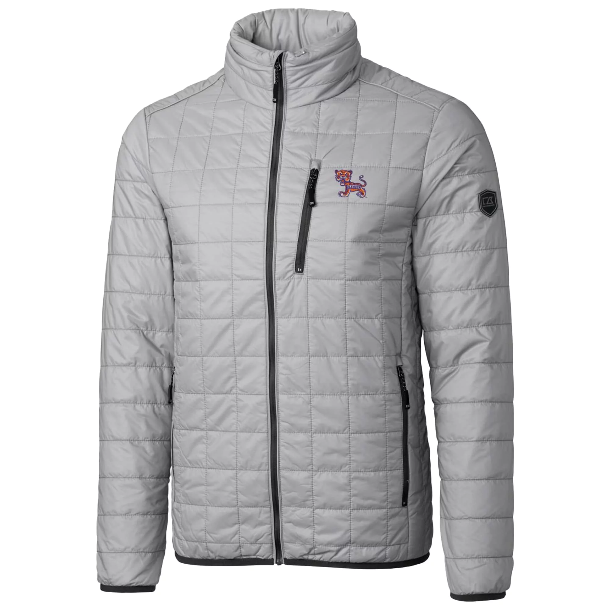 Cutter & Buck Gray Clemson Tigers Primary Team Logo Rainier PrimaLoft Eco Insulated Full-Zip Puffer Jacket