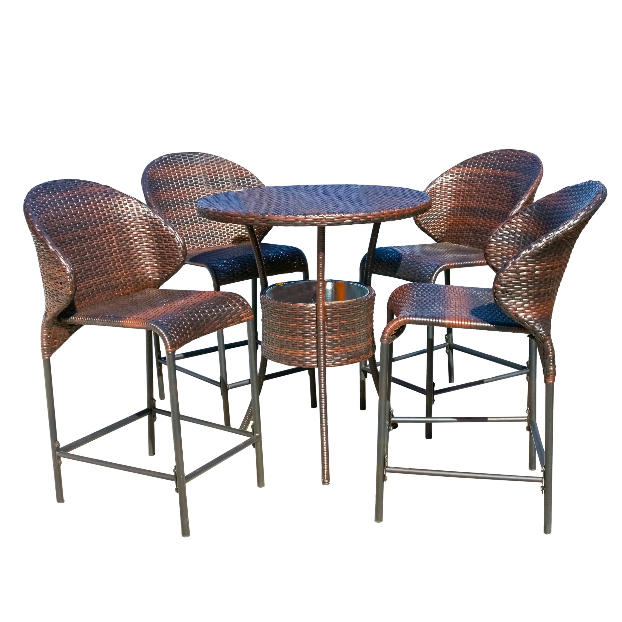 Christopher Knight Home Multibrown Wicker Outdoor Bistro Bar Set with Ice Pail by  - N/A