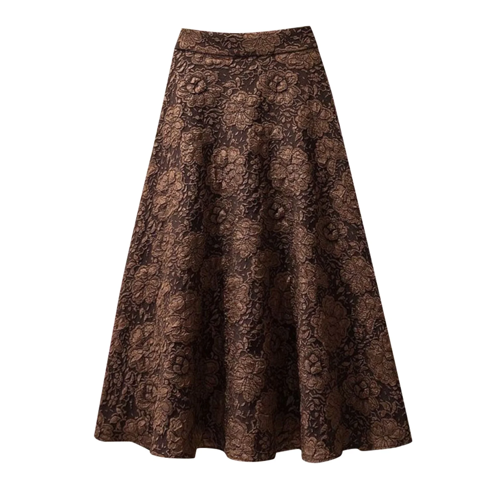 Summer Jean Skirt Womens Flower Jacquard High Waist Skirt Midi Swing Skirt Maxi Skirts For Women Uk Elasticated Waist
