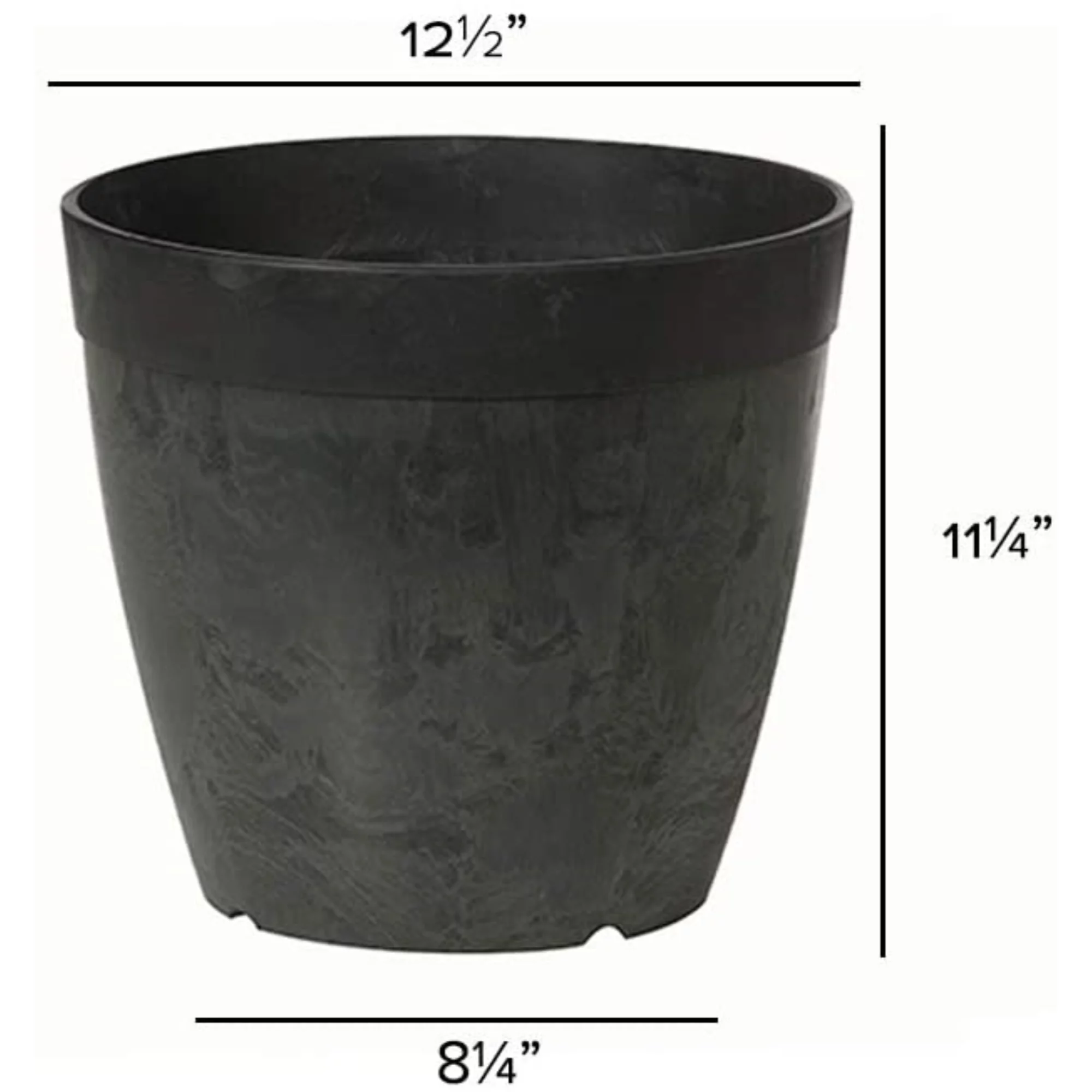 Novelty Round Dolce Flower Pot/Planter, Black, 12