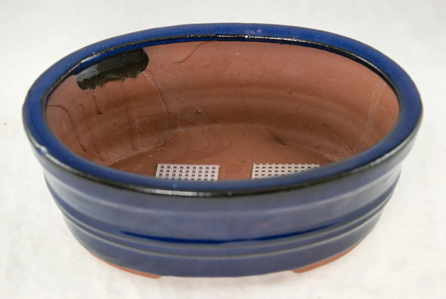 Oval Dark Blue Bonsai/Cactus & Succulent + Tray + Rock + Mesh Combo