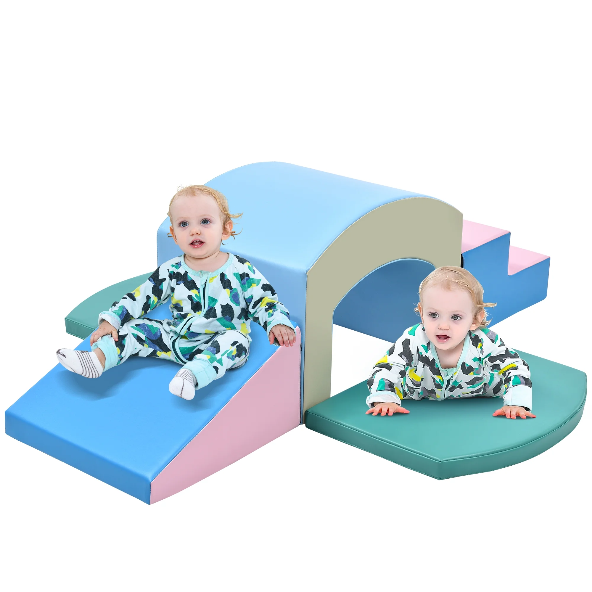 Soft Foam Playtime Grown Learn Tunnel Climber Plus Pads for Toddlers and Kids&SoftScape Toddler Playtime Corner Climber, Indoor Active Play Structure for Toddlers and Kids