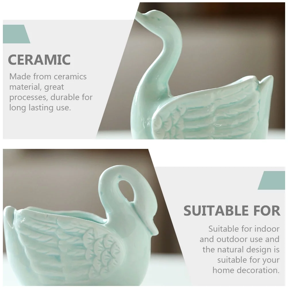 Gongxipen 2Pcs Ceramic Flowerpot Cartoon Swan Design Plant Pot Succulent Plant Holder