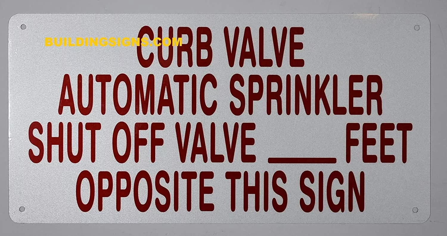 Curb Valve Automatic Sprinkler Shut of Valve FEET Opposite This Sign (White Reflective,Aluminium 6x12)(ref-2022-4)