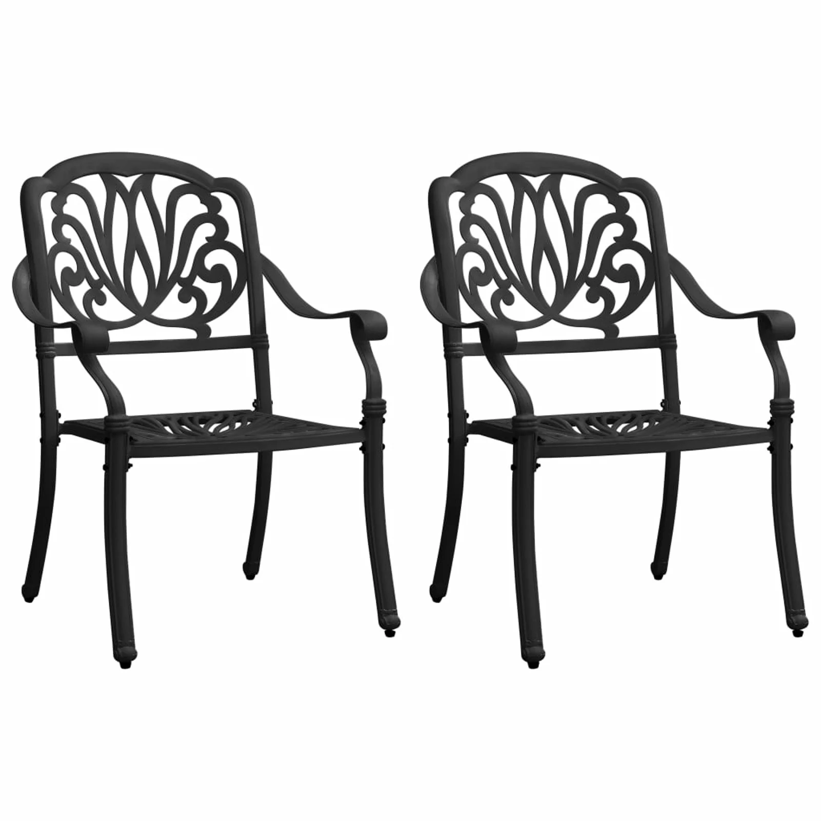 Walmeck Patio Chairs 2 pcs Cast Aluminum Black