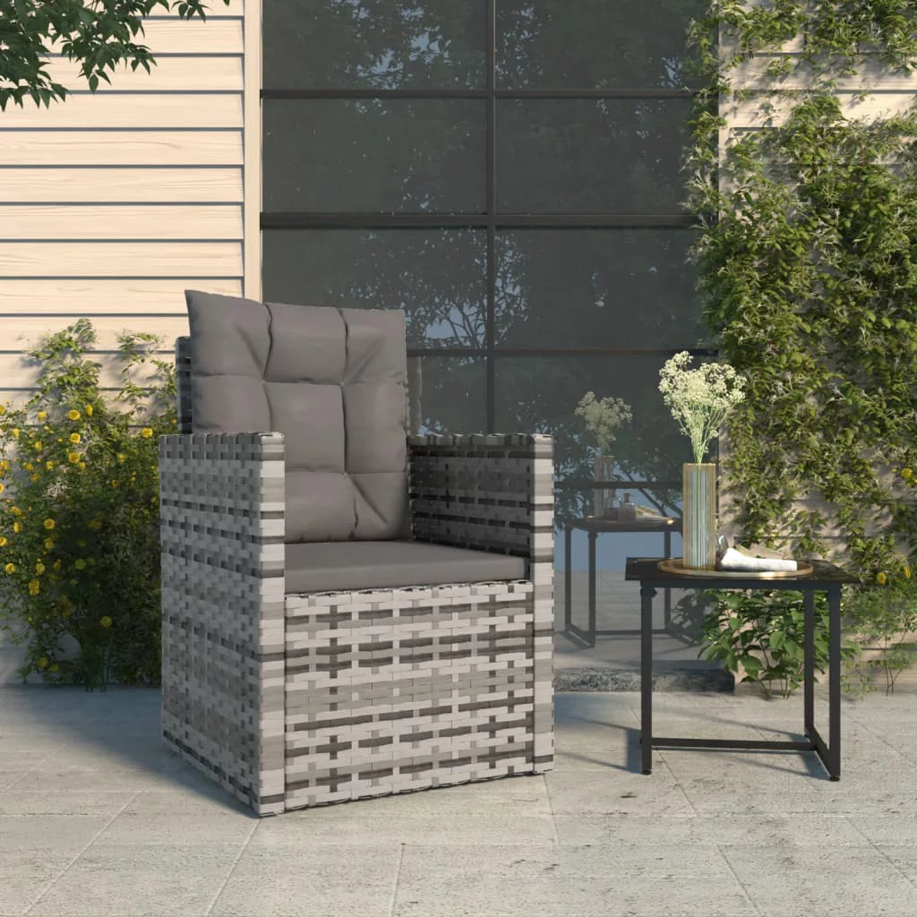 Aibecy Patio Armchair with Cushions Gray Poly Rattan