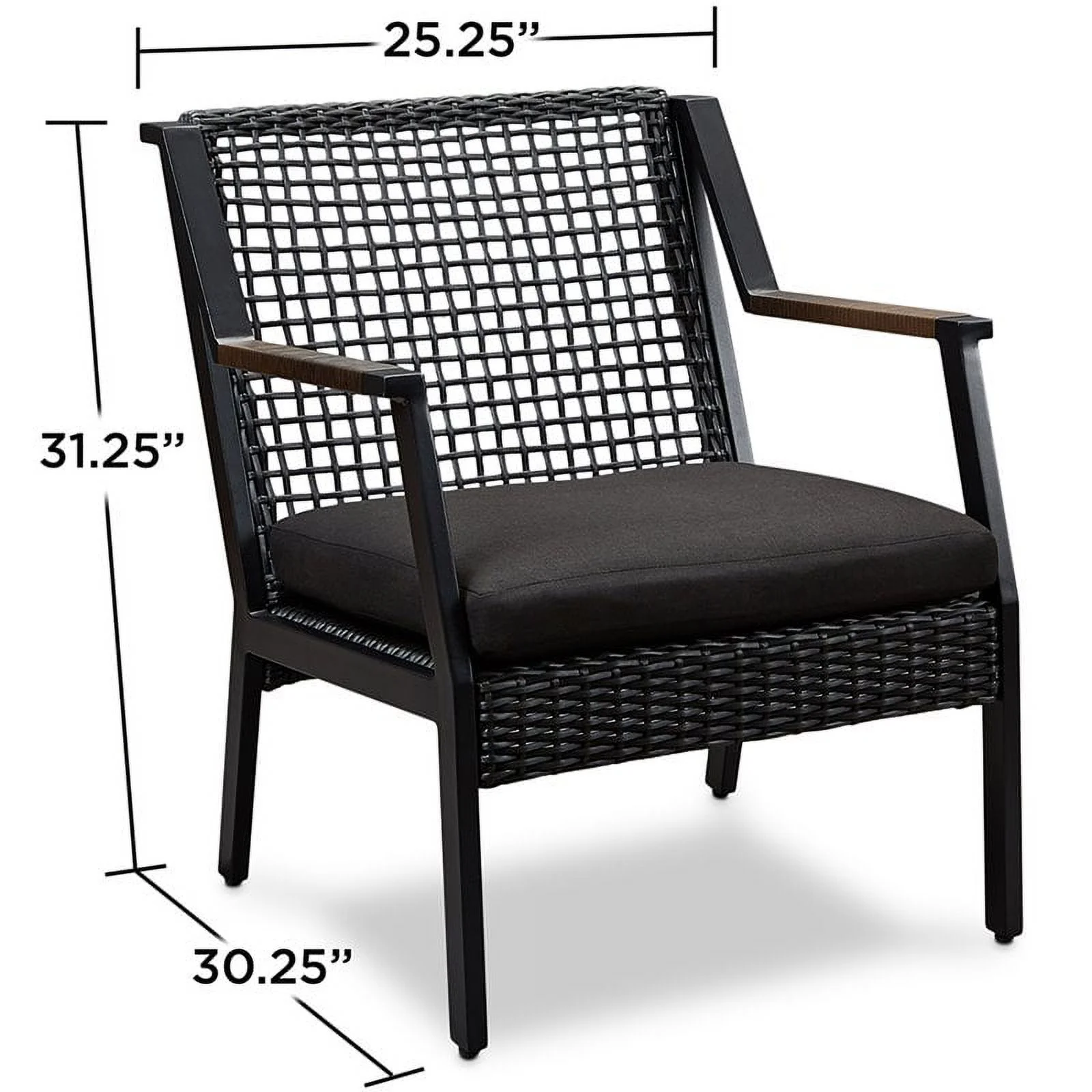 Home Square 3 Piece Garden Patio Set with Bench and 2 Chairs in Black