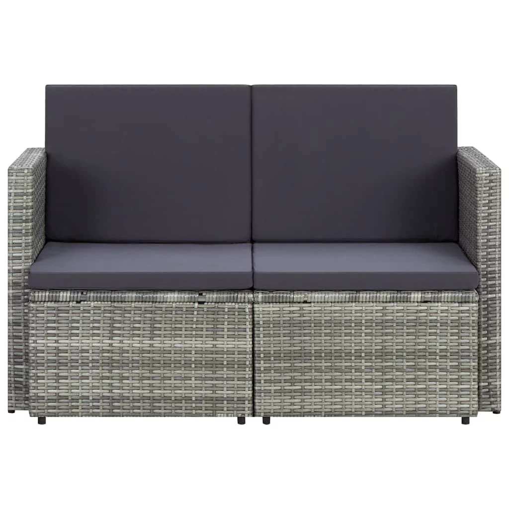 Aibecy 2 Seater Patio Sofa with Cushions Gray Poly Rattan