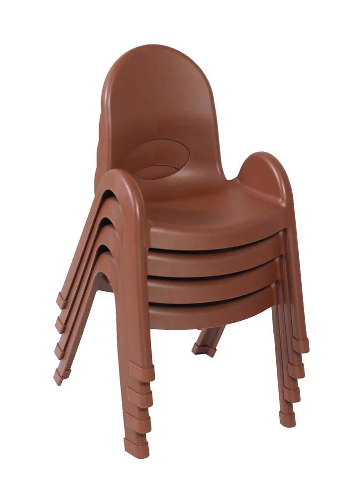 Angeles 11 in. Kids Stacking Chair in Cocoa Set of 4