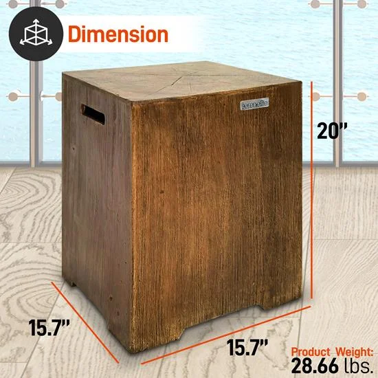 SereneLife SLGASCV Wood-Grain Holder – Holds 20 Lbs. Clean Burning Propane Gas Tank, One Size, Brown