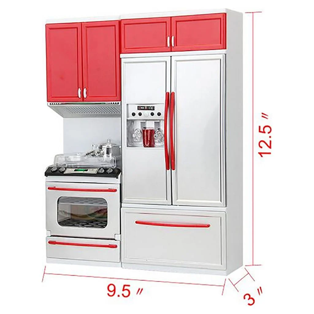 YHAIOGS New Red Mini Kitchen Pretend Play Cooking Set Cabinet STOve Girls TOy Gift