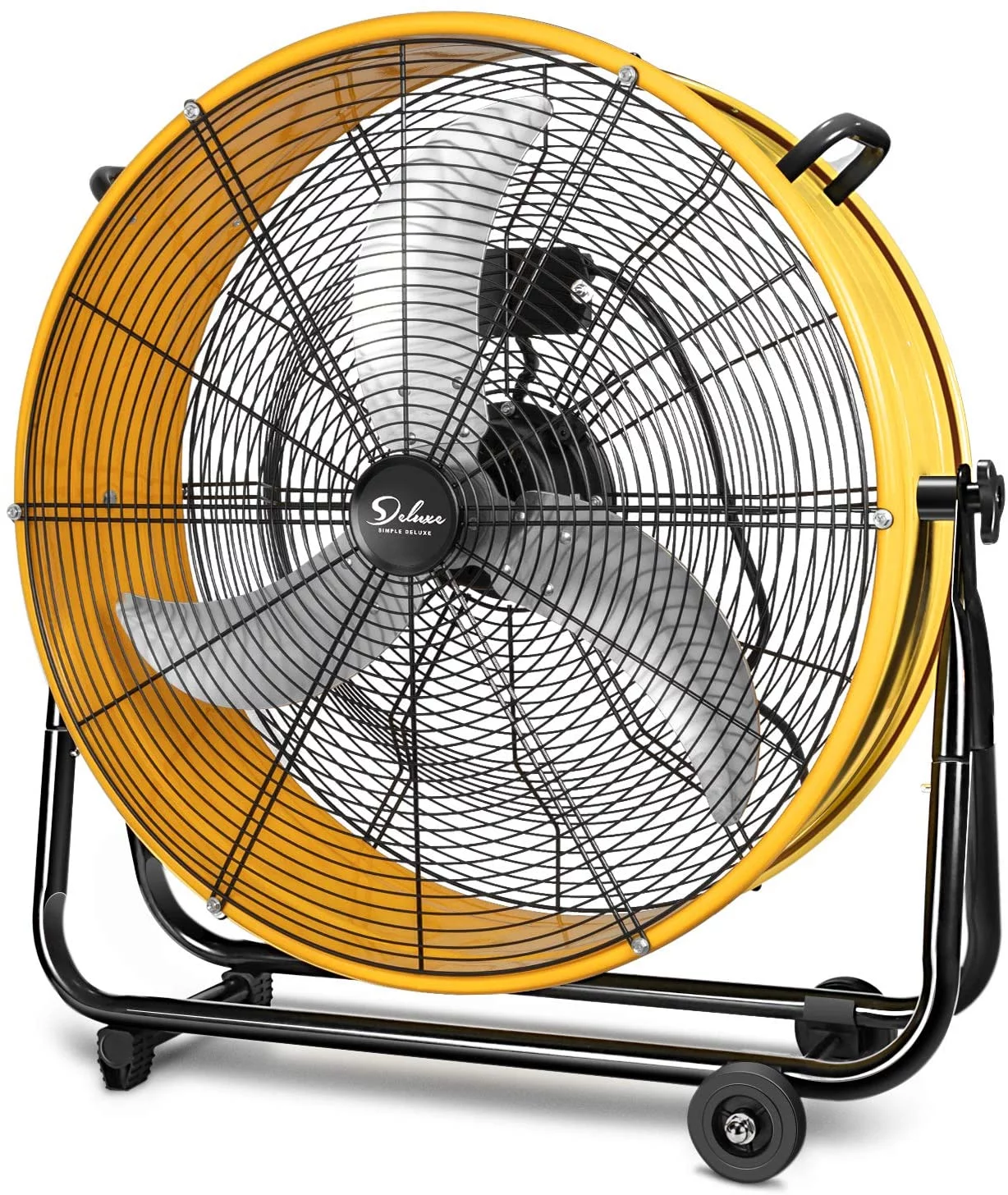 CXIAN 24 Inch Drum Fan 3 Speed Air Circulation for Warehouse, Greenhouse, Workshop, Patio, Factory and Basement-High Velocity, Yellow