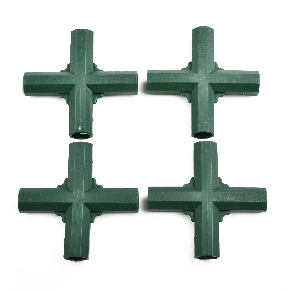 Dreamhall 4Pcs 4 Way 16mm Elbow PVC Pipe Fitting Build Heavy Duty Greenhouse Frame Furniture Connectors Tent Connection Green