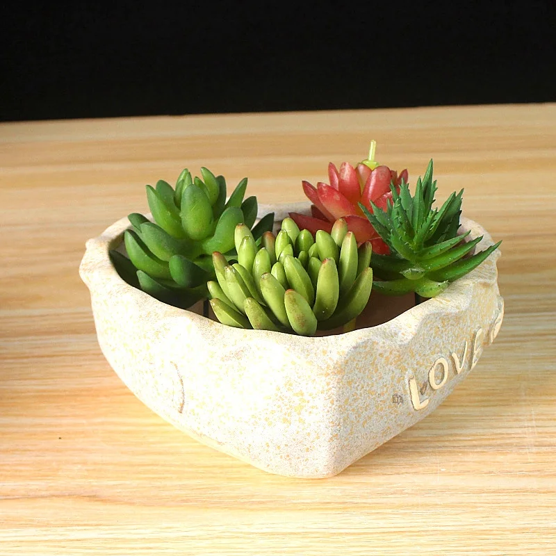 LivNxt Coarse Pottery Succulent Planter - Multi-Succulent Plant Pot Tray