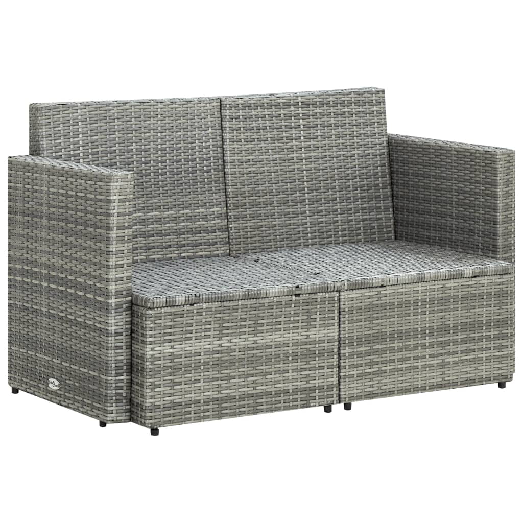 Aibecy 2 Seater Patio Sofa with Cushions Gray Poly Rattan