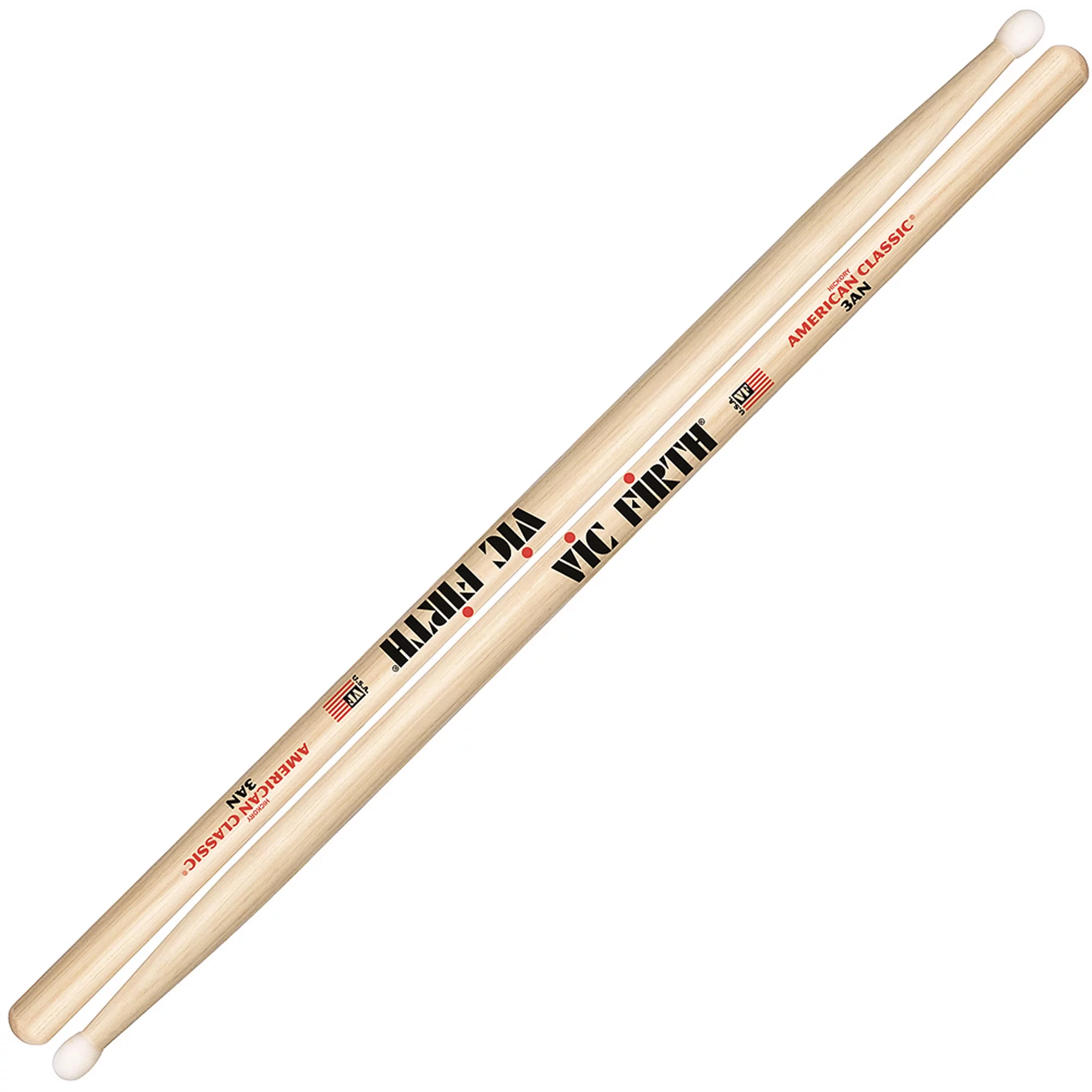 Vic Firth American Classic 3A Nylon Tip Hickory Drumsticks