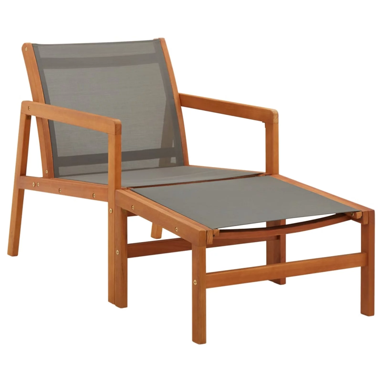 Suzicca Patio Chair with Footrest Solid Eucalyptus Wood&Textilene