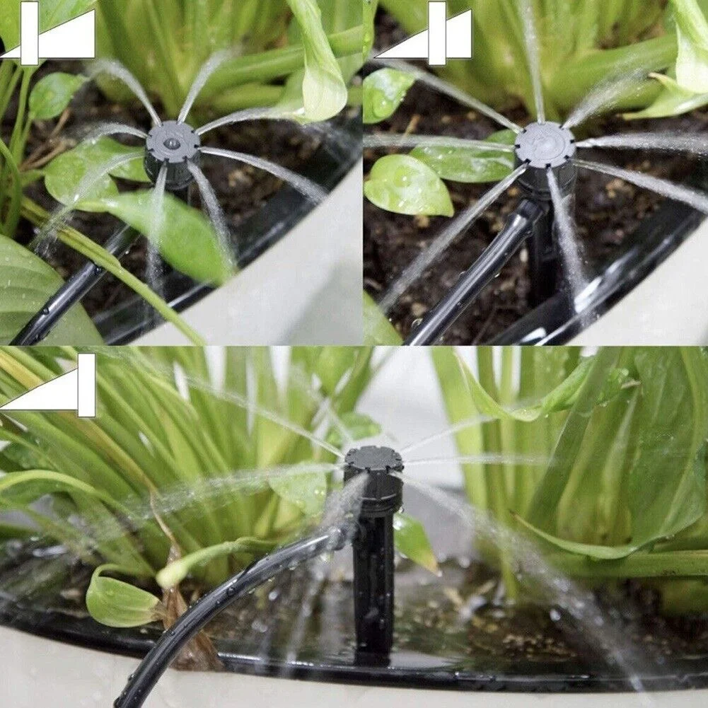 50pcs Adjustable Water Flow Irrigation Drippers Stake Emitter Drip System 360°