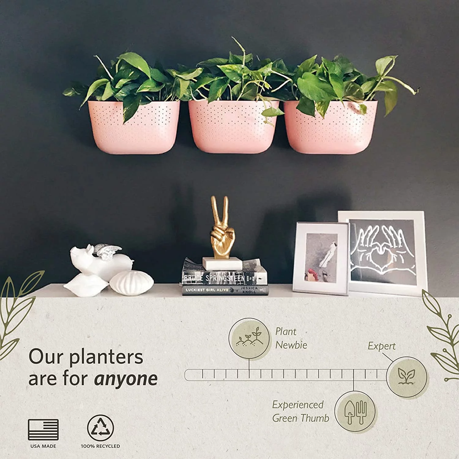 Eco Wall Planter, Create a Plant Wall with Hanging Planters for Indoor or Outdoor Use (Terracotta, 9)