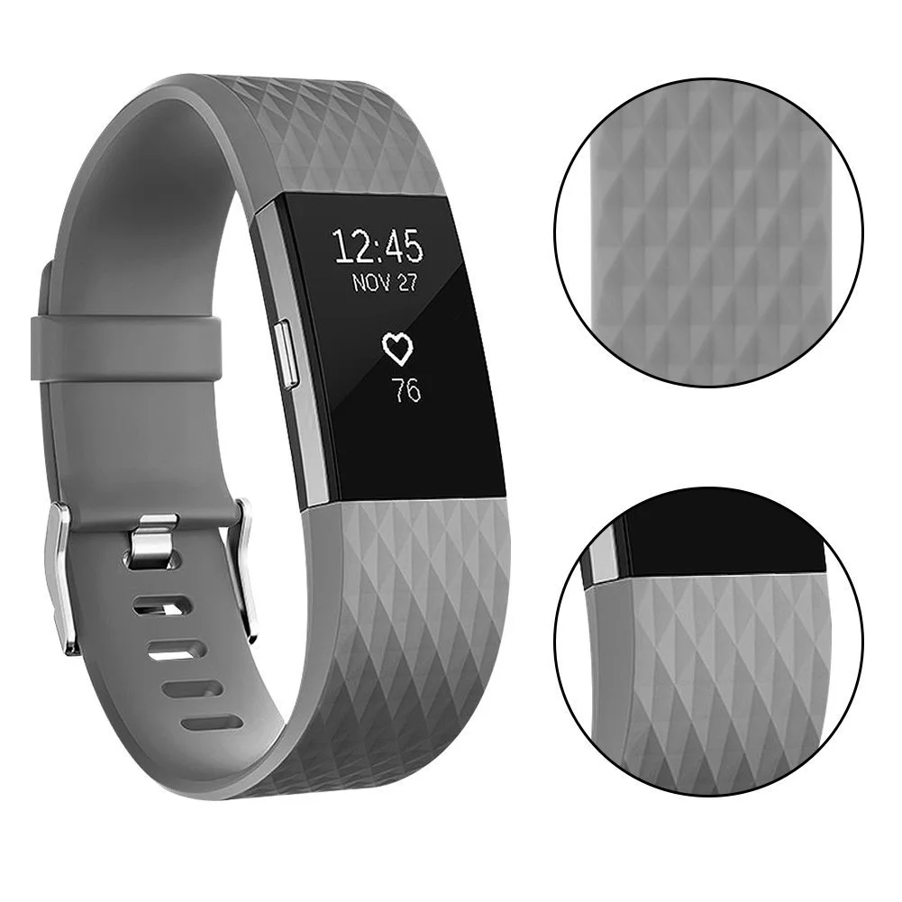 Fitbit Charge 2 Bands Band Replacement Small Large Silicone Special Gray, Small