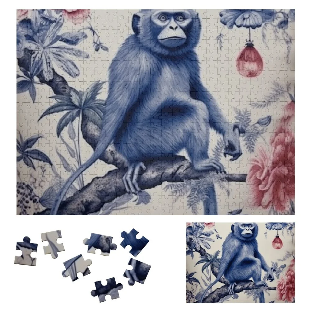 ONETECH Monkey Flowers Bird Wooden Puzzle for Adults and Kids - Impossible Wooden Puzzles Gift for Family Friends 500 PCS