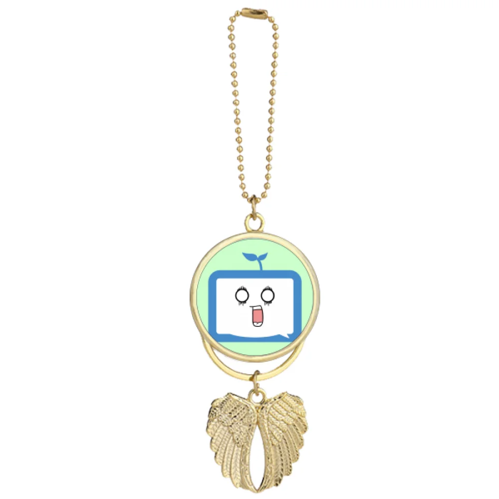 Saplings Surprised Small TV Face Original Car Keychain Angel Wing Pendant