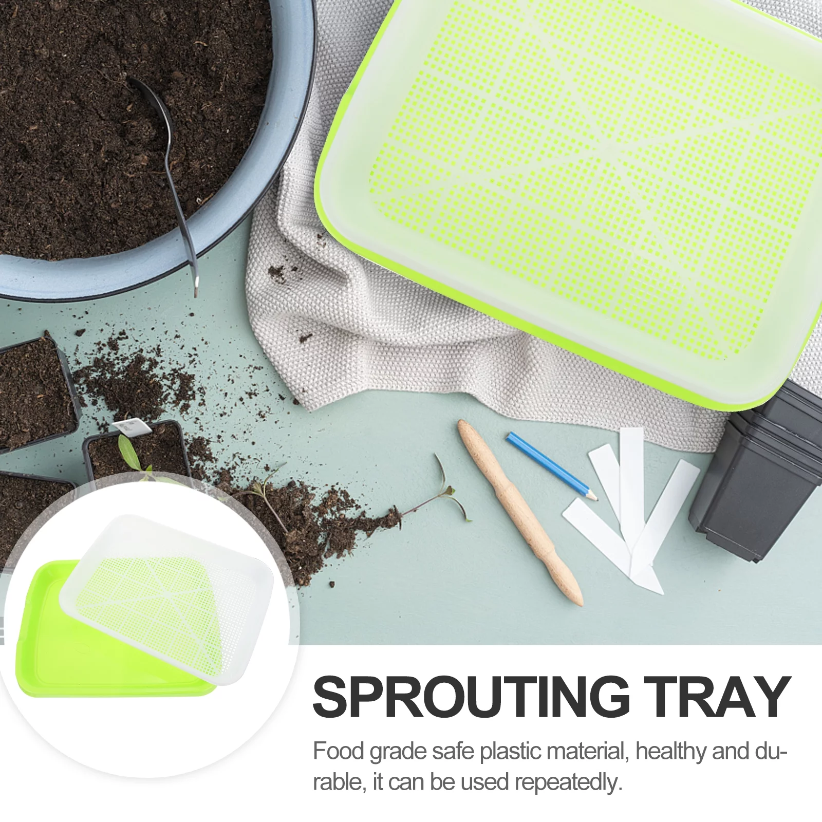 Gongxipen 2 Sets Sprout Vegetable Seedlings Tray Wheatgrass Double-layer Seedlings Box