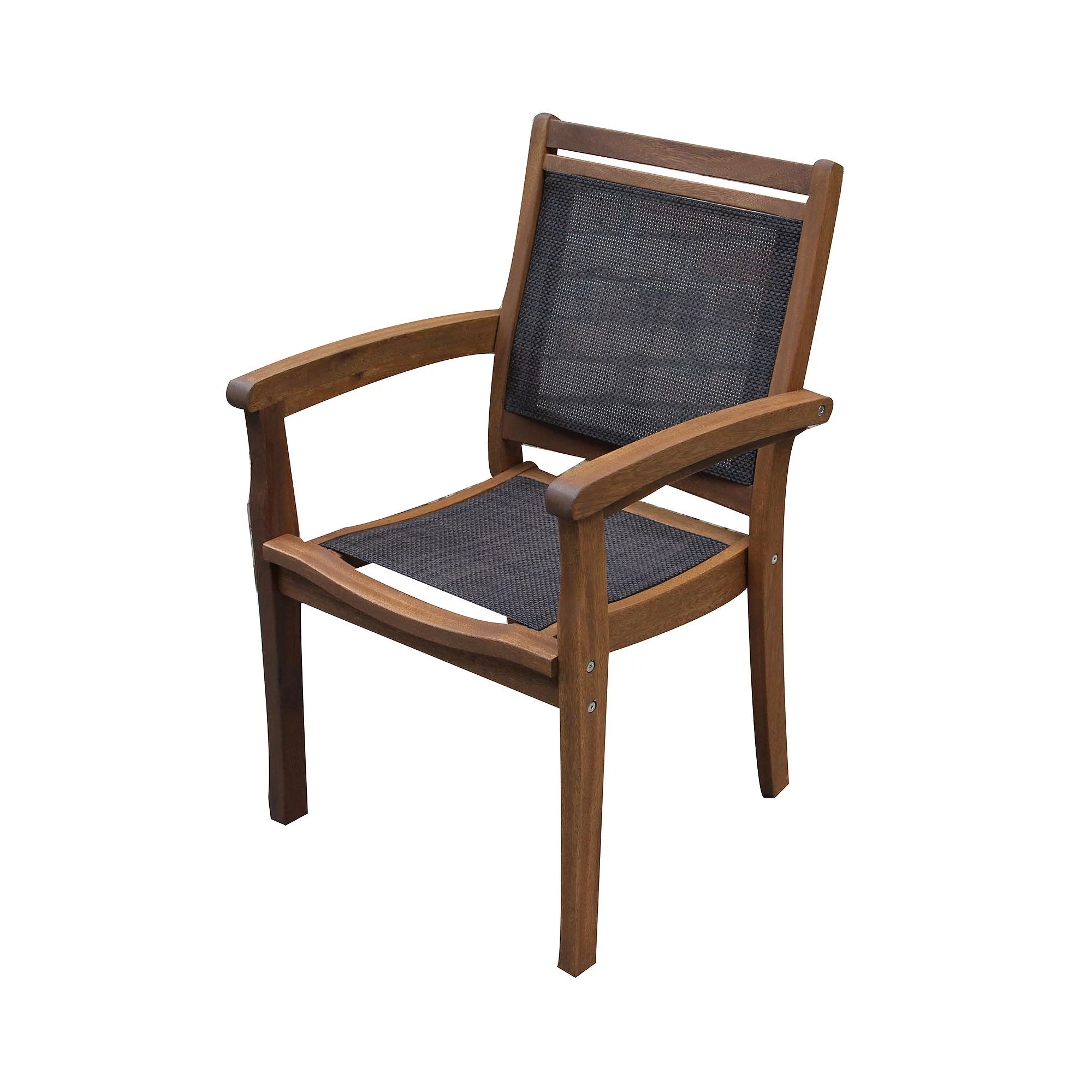 Outdoor Interiors Stackable Eucalyptus and Sling Outdoor Dining Chair