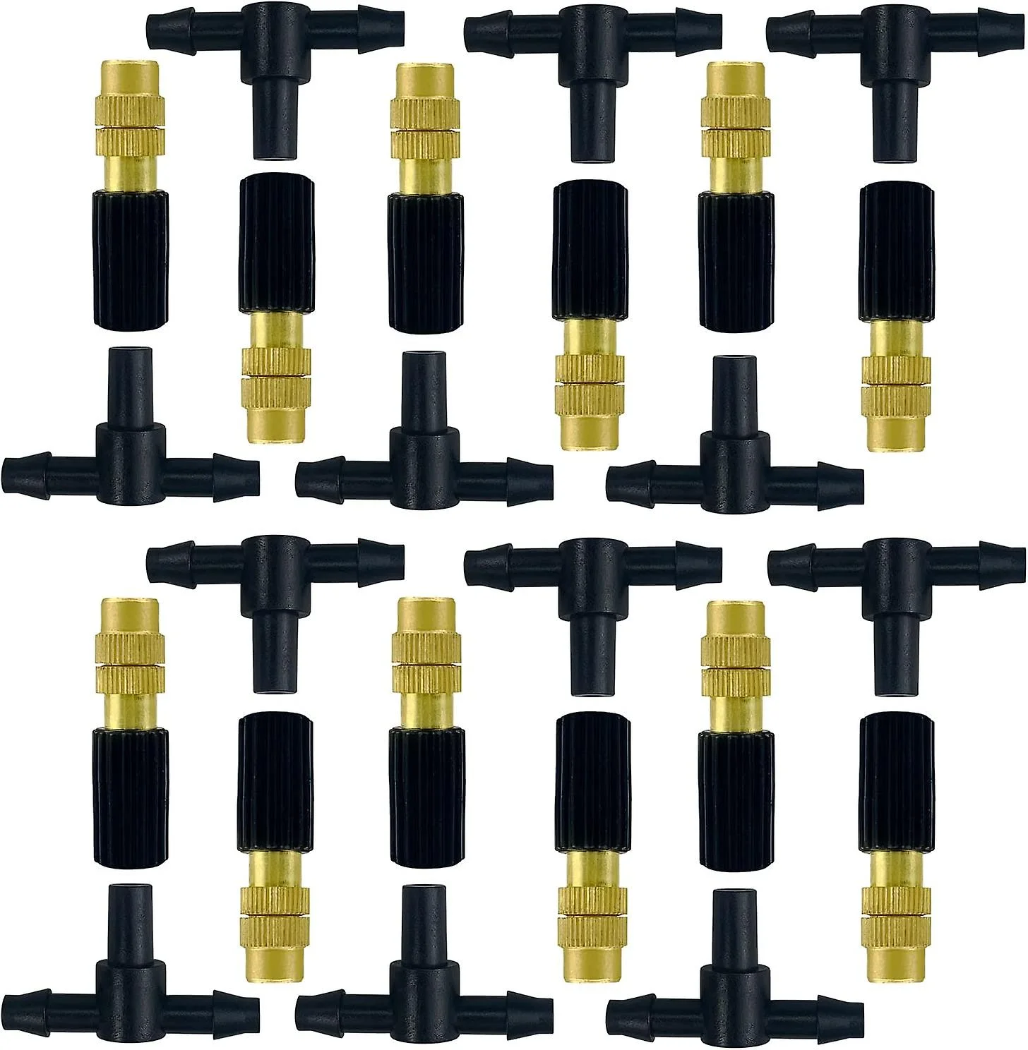 12pcs Adjustable Brass Misting Spray Nozzle Tee Connectors Irrigation System,drip Irrigation Sprayer Sprinkler Sprayer Connect 4/7 Hose Irrigation Noz