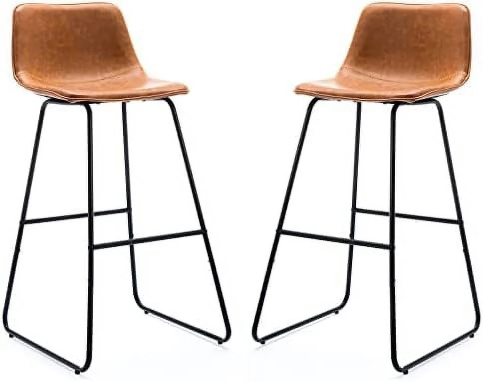 TJCGDTY Urban Armless  Chairs  Modern Industrial Faux Leather Dining Chairs  Barstools with Backs Quilting Tall Stool for Kitchen Counter Home and Restaurants Indoor Outdoor 30" Whisk