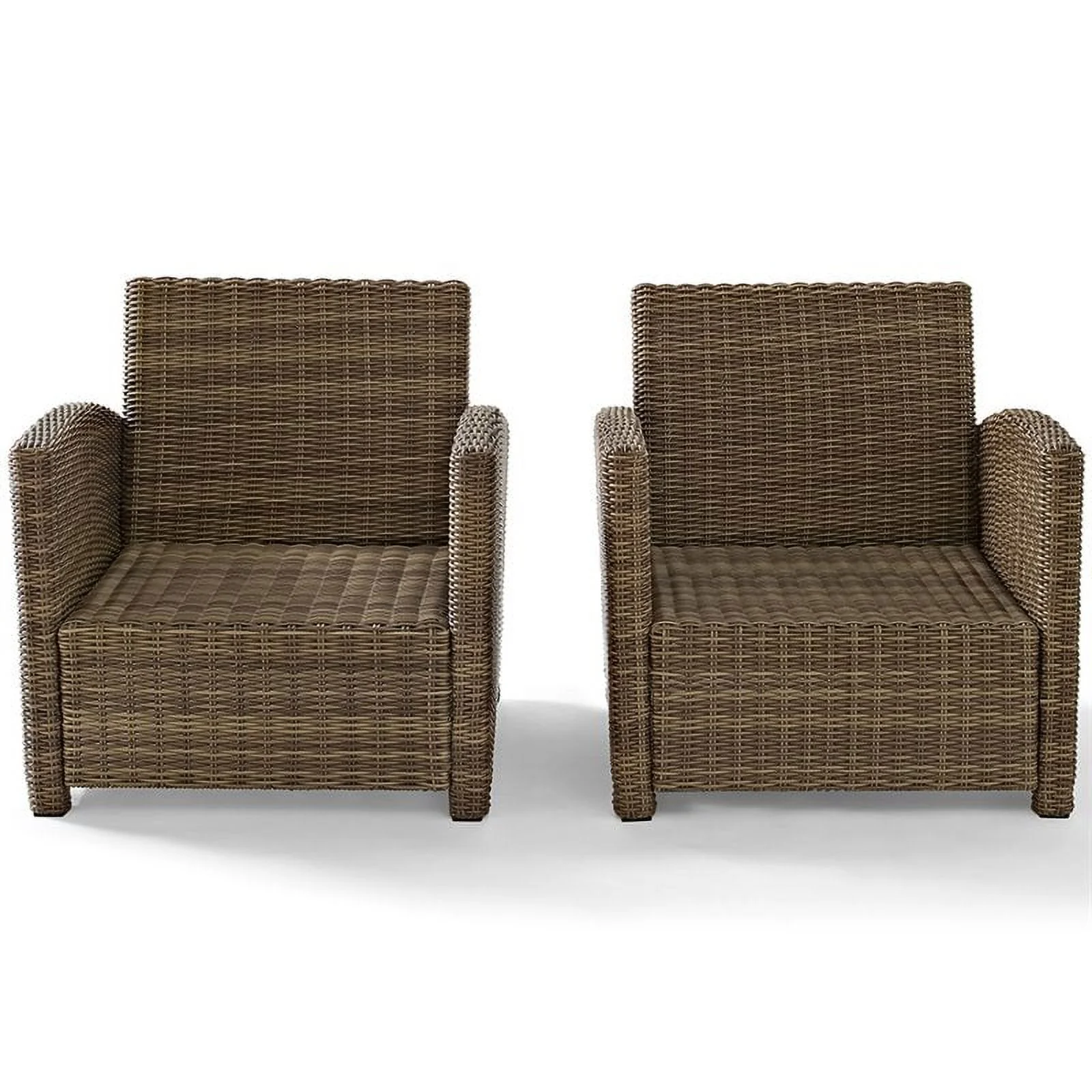 Afuera Living Modern Wicker Patio Chair in Brown and Sand (Set of 2)
