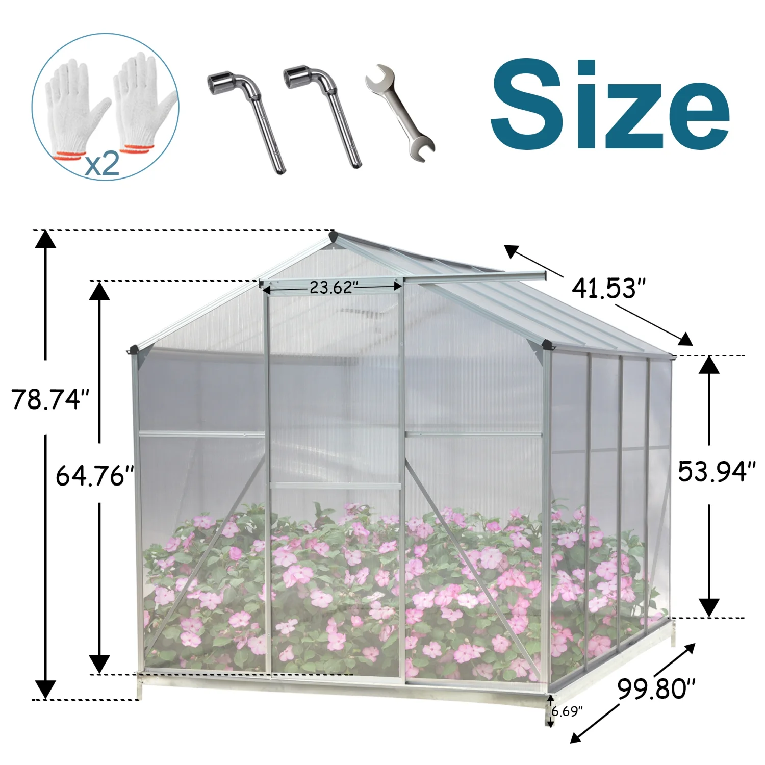 Sturdy Heavy Duty 6‘x 8‘ Polycarbonate Greenhouse for Outdoor Backyard Plant Garden - Walk-in Structure to Safeguard Your Plants from Harsh Elements and Weather Conditions