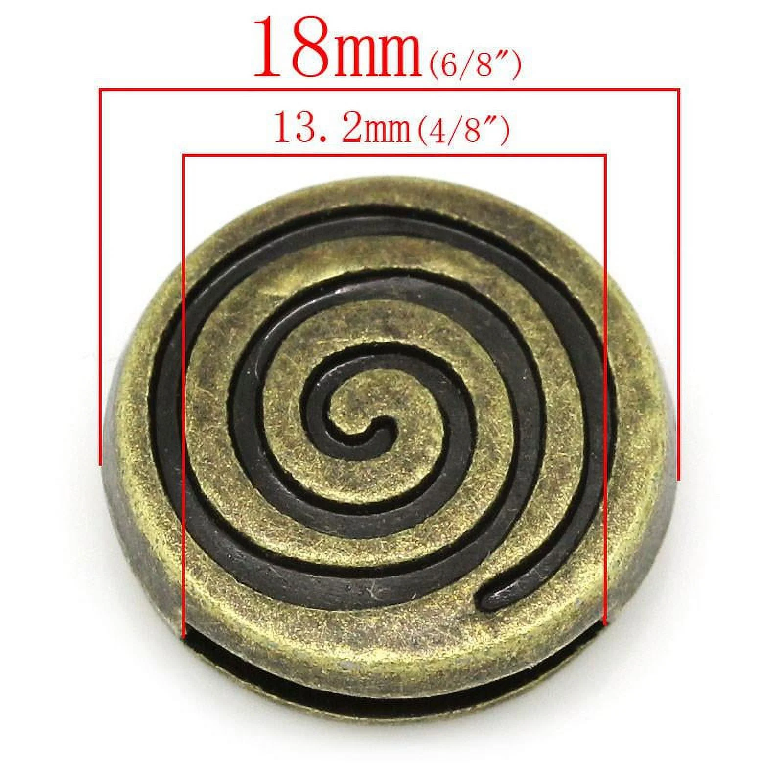 Sexy Sparkles 4 Pcs Beads Slide Buttons Fit Watch Bands/wristbands (Spiral Bronze Tone)