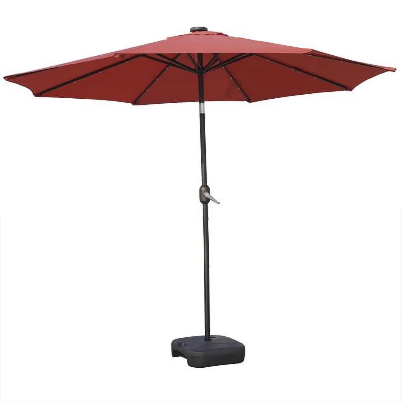 9 ft Sierra Modern Steel Market Patio Umbrella with Solar Powered LED & Tilt, Red