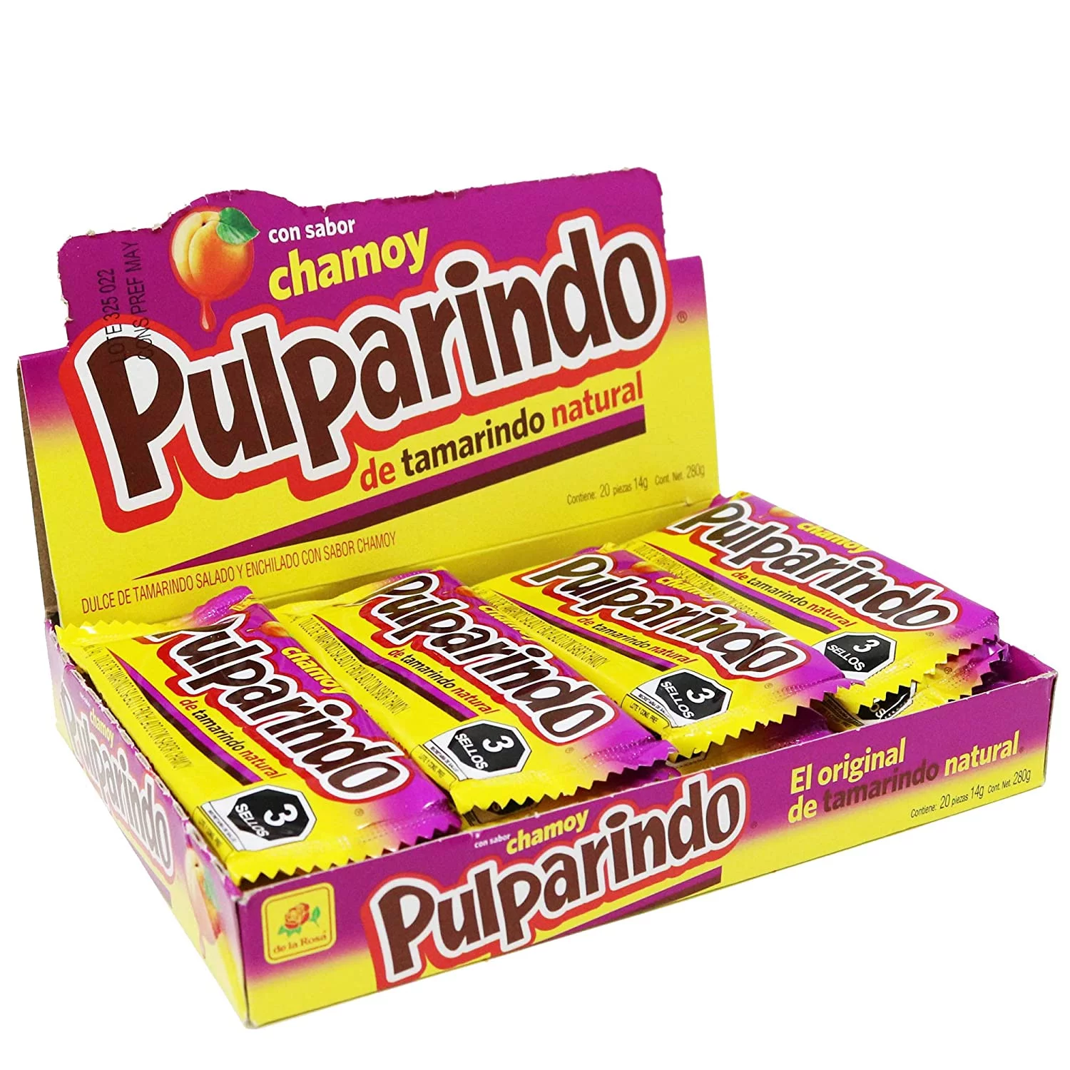 Pulparindo 5 Flavors Contains Pulparindo Chamoy, Pulparindo Sandia, Pulparindo Mango, Pulparindo Spicy and Original Pulparindo Tamarind, 20 Count Boxes (Variety Pack of 5)