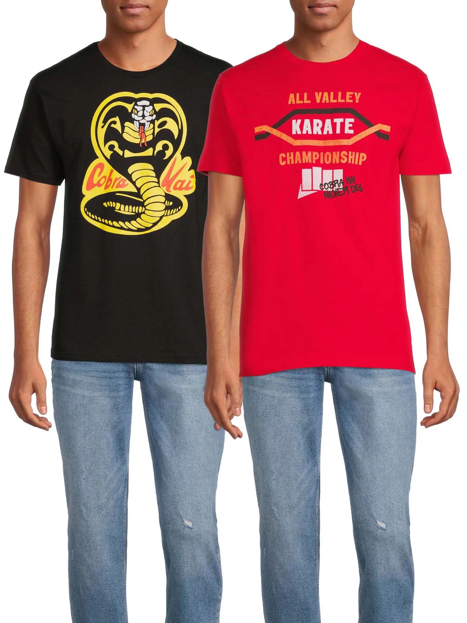 Cobra Kai Classic Logo Men's & Big Men's Graphic Tees, 2-Pack Bundle