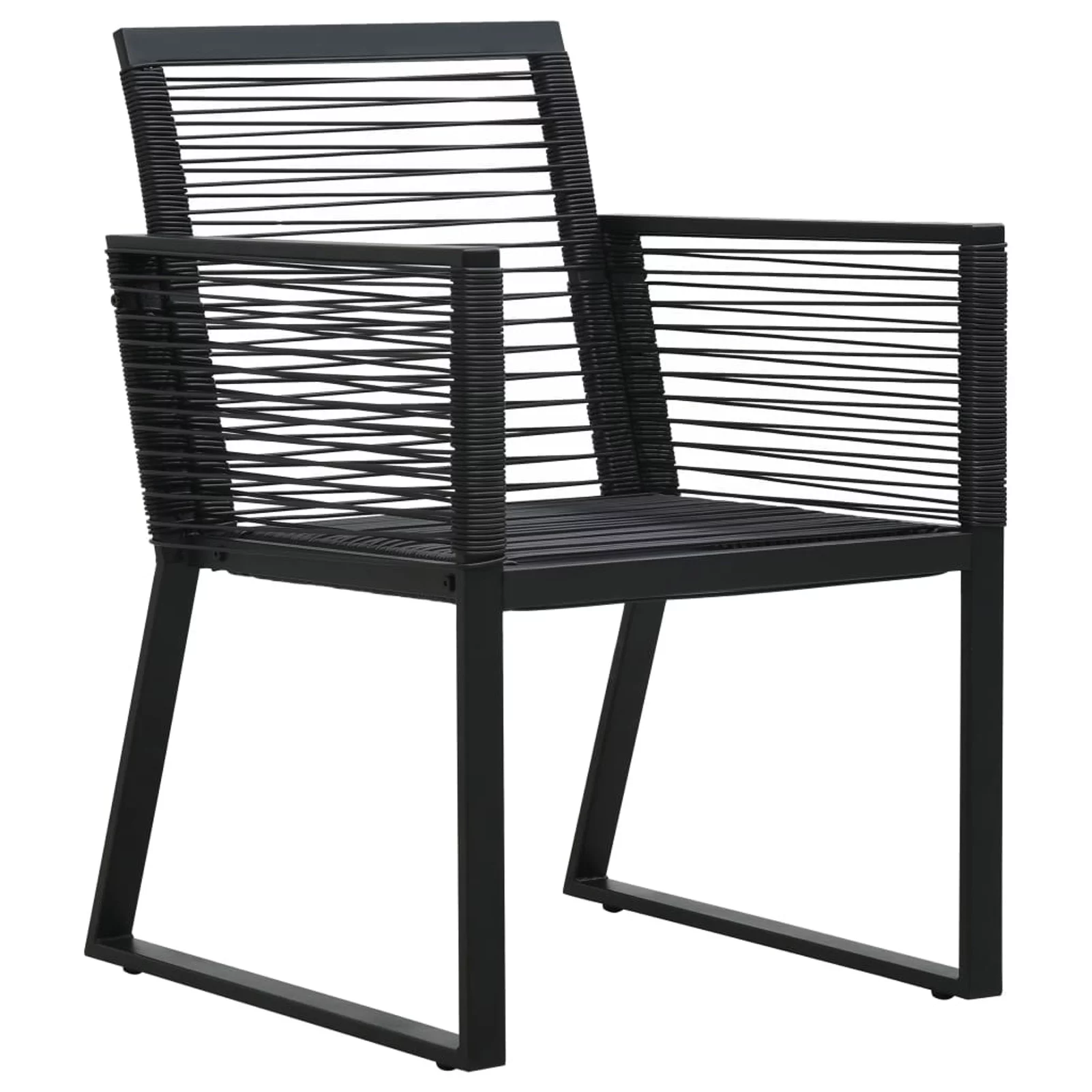 Walmeck Patio Chairs 4 pcs Rope Rattan Black