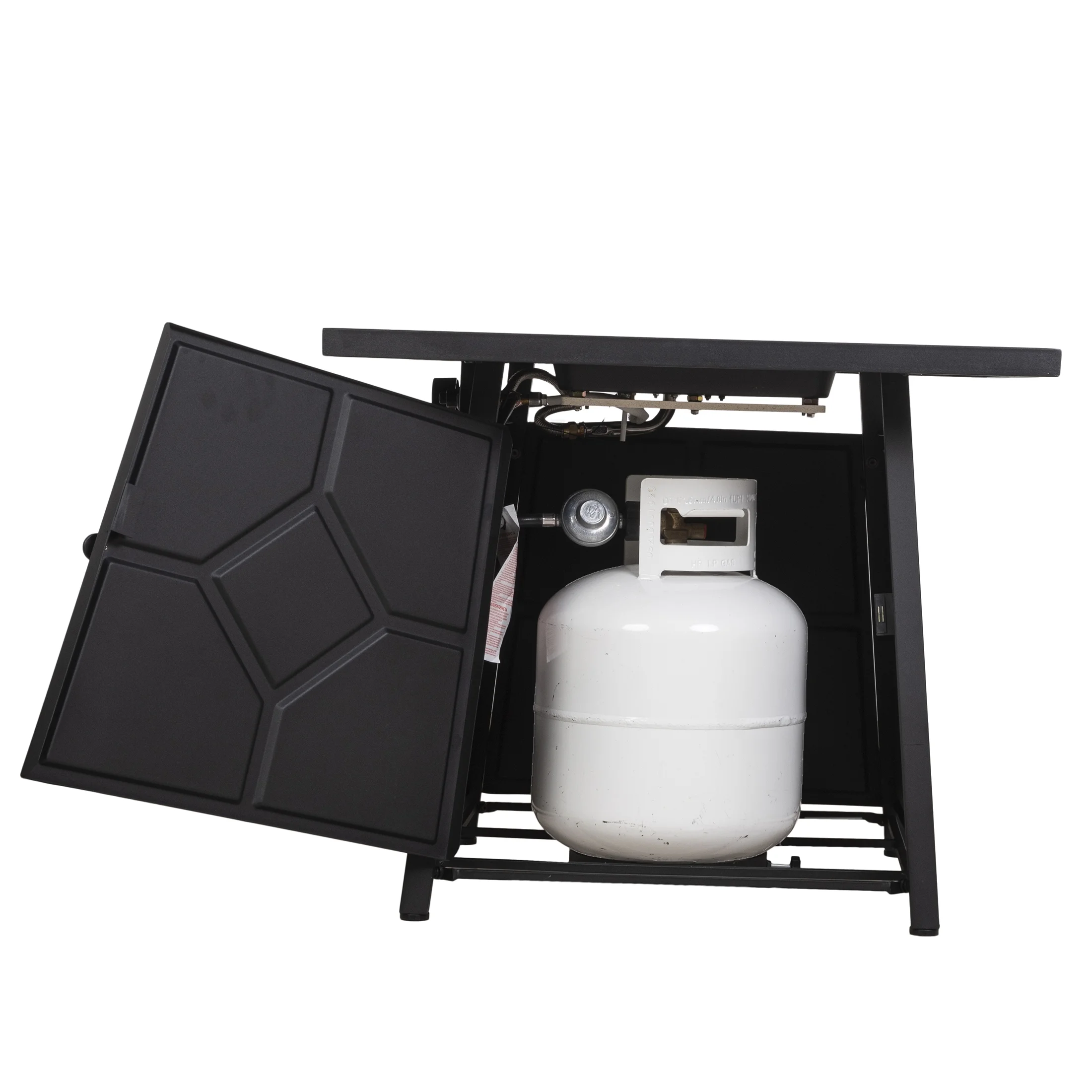 Outdoor Fire Pit Table, 40,000 BTU Steel Propane Gas Fire Pit Table With Steel lid, Weather Cover