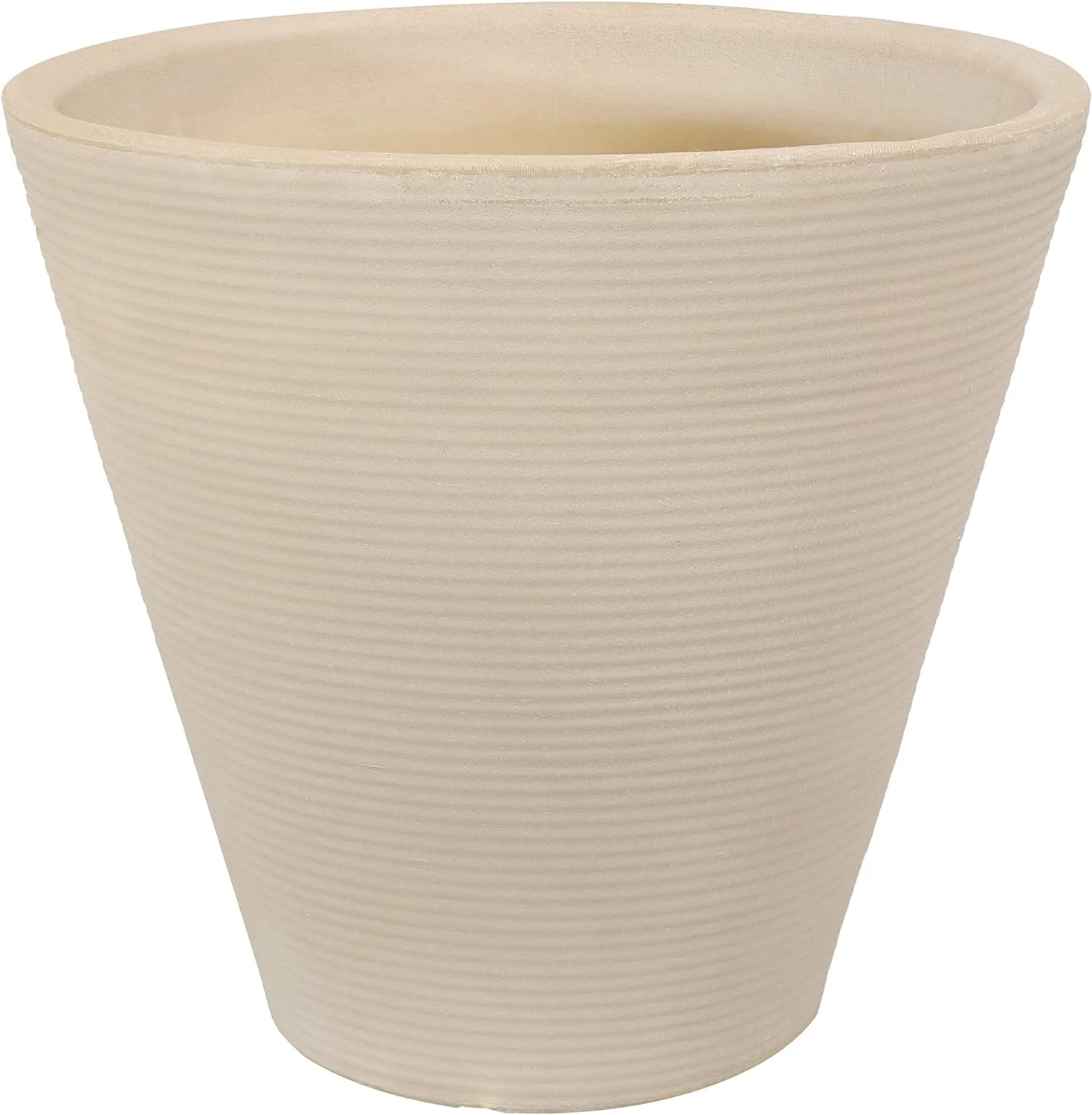 Walter 15.5-Inch Indoor/Outdoor Double-Walled Polyresin Planter - Fade-Resistant Antique White Finish