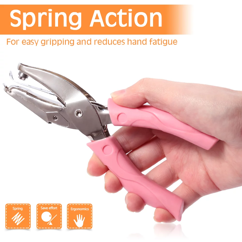 SPEEDWOX Hole Puncher Star Shape 6 Inches with Soft Pink Grip for Craft Paper Single Handheld DIY Hole Punch Tool