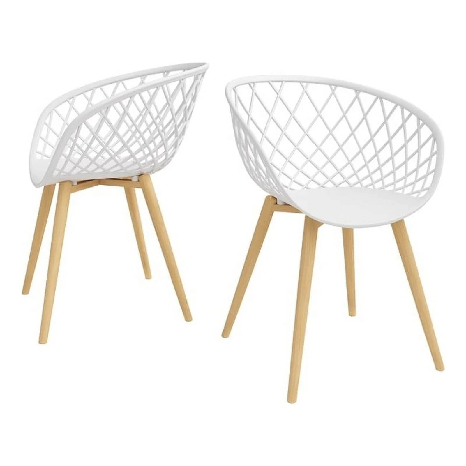 Pemberly Row Steel Chair 2 Piece Set in White & Natural Finish