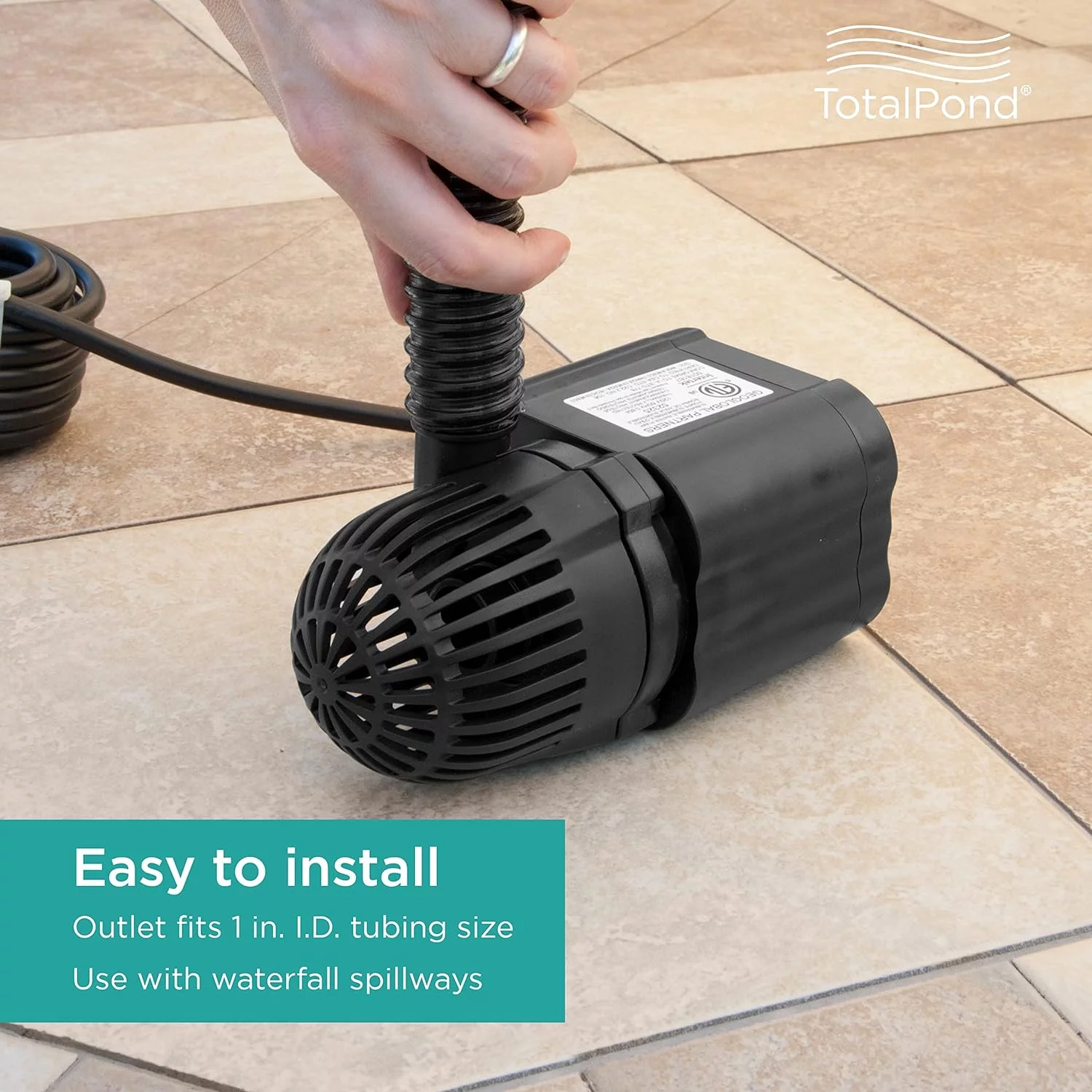 1200 GPH Waterfall Pump, Black