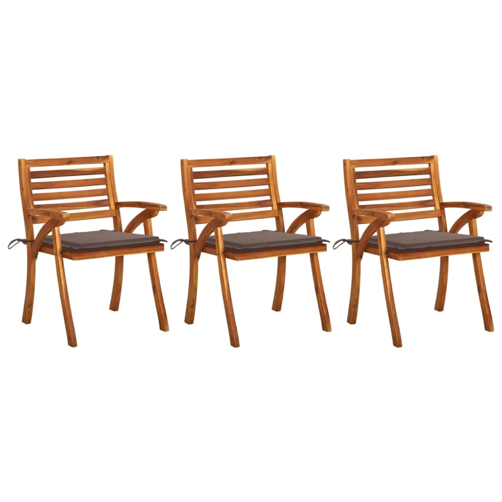 Anself Patio Dining Chairs with Cushions 3 pcs Solid Acacia Wood