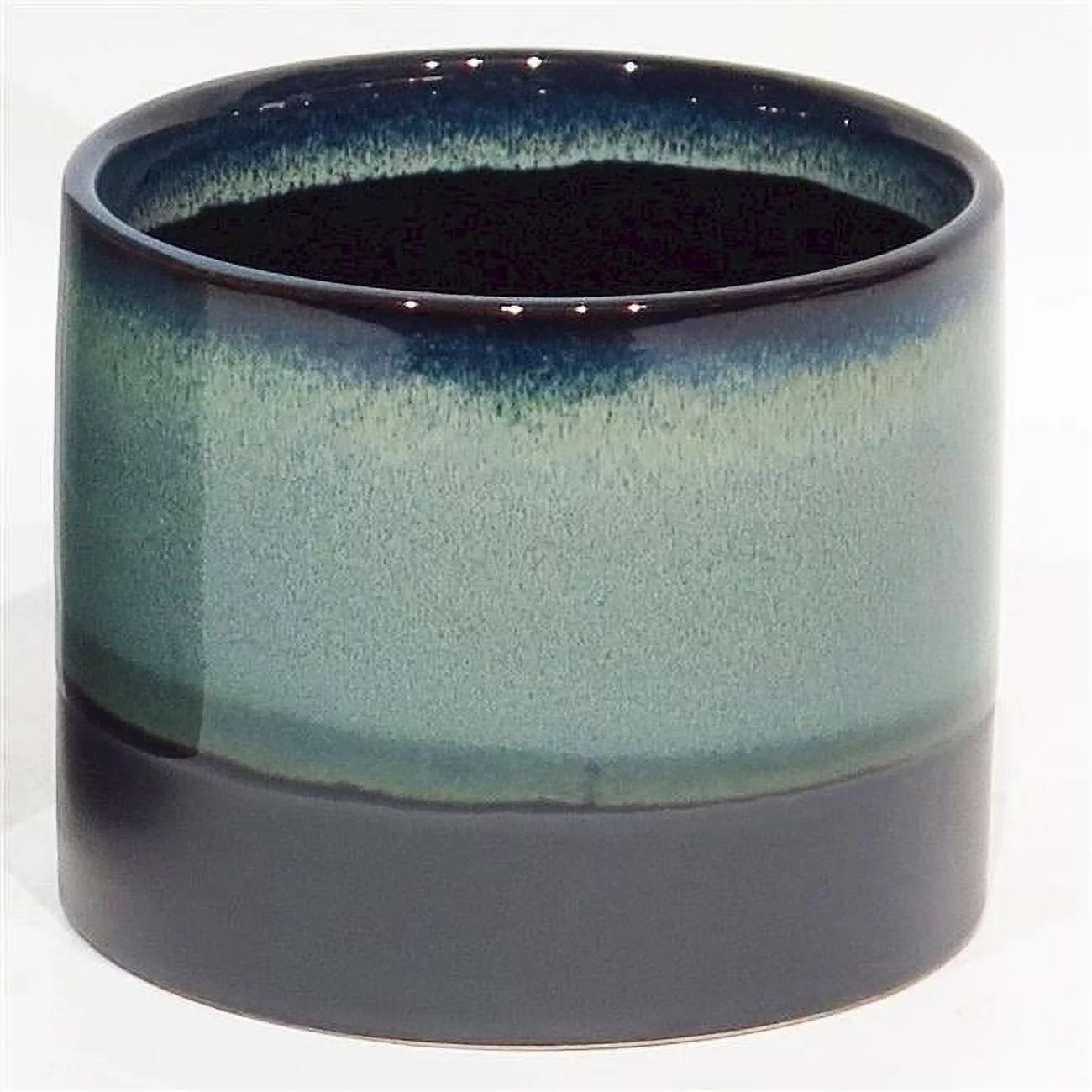 Mr. MJs Trading AI-CE00-176 Green & Black Reactive Glaze Ceramic Planter